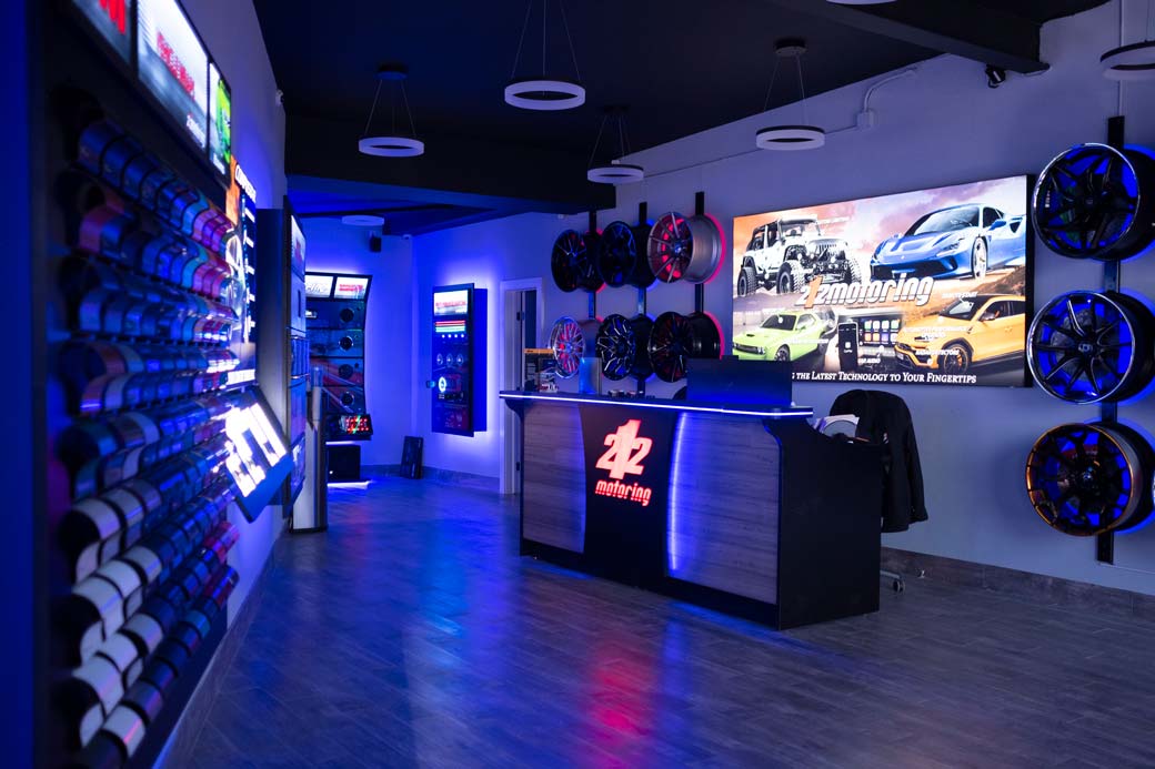 Interior of the 212 Motoring shop: The front desk