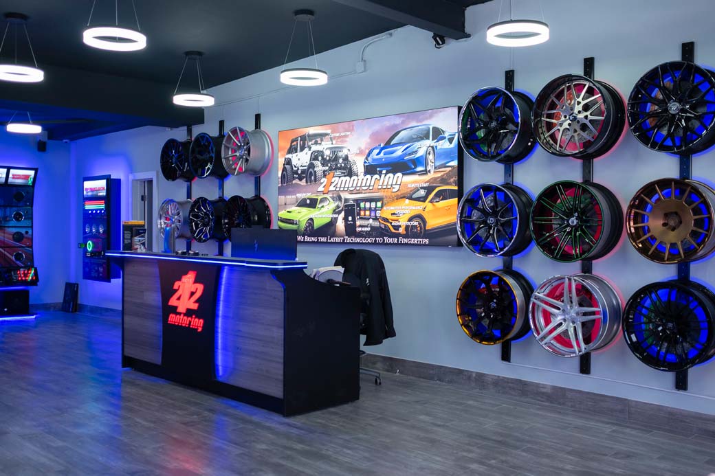 Interior of the 212 Motoring shop: The front desk