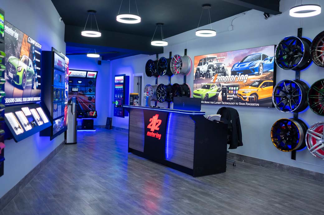 Interior of the 212 Motoring shop: The front desk