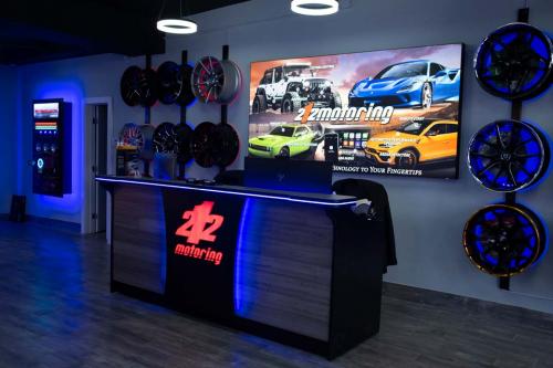 Interior of the 212 Motoring shop: The front desk